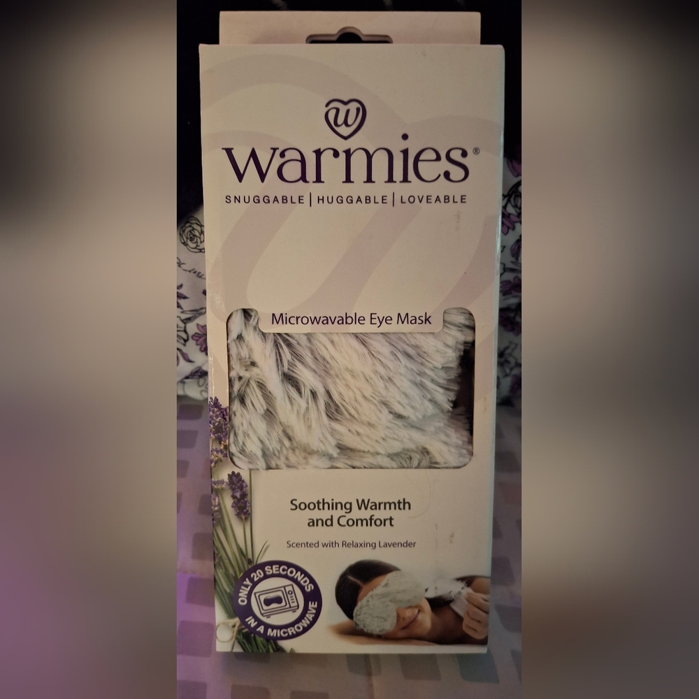 Warmies Eye Mask, Heatable/Freezable, Marshmallow Grey, 1 Mask